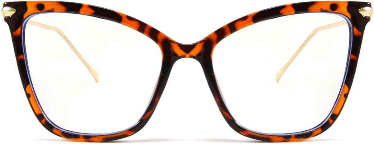005 Leopard | B085VPW1WZ | FEISEDY Oversized Cat Eye Glasses Frame Blue Light Blocking Eyewear for Women B2589