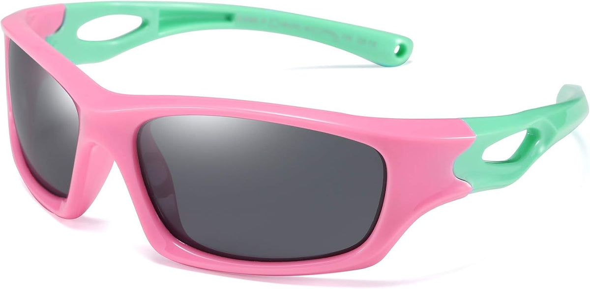 Pink-light Blue / 54 Millimeters | B07JM2PTMR | FEISEDY Kids Polarized Sport Sunglasses Rubber Frame Boys Girls 3 to 12 Age Children Gift B2453