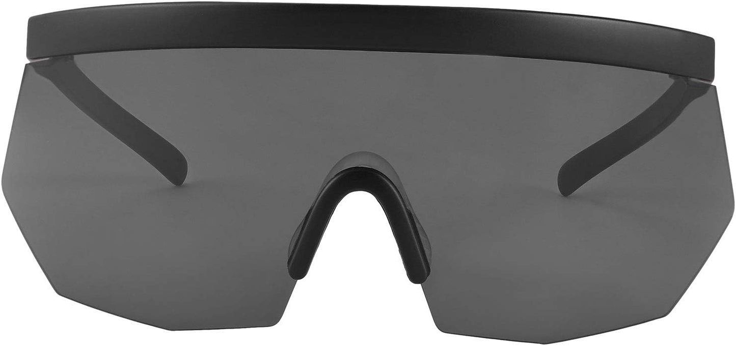 商品图片 2 | B08R8H82SR | FEISEDY Oversized Flat Top Shield Glasses Mirrored Lens Semi Rimless Style Sun Visors Sunglasses B2727