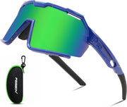 Blue Frame Green Mirrored Lens | B0F32CGK13 | FEISEDY Polarized Kids Sunglasses Youth Sports Cycling Shades,UV400 Protection For Teens Baseball Tennis Sunglasses B0092