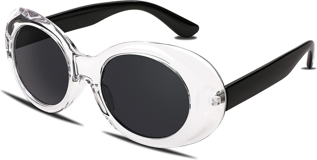 Transparent / 51 Millimeters | B0B9M5BDTS | FEISEDY Sunglasses White Oval Clout Goggles for Women Men Retro Round Trendy Rimmed Clueless Costume Frame B2253