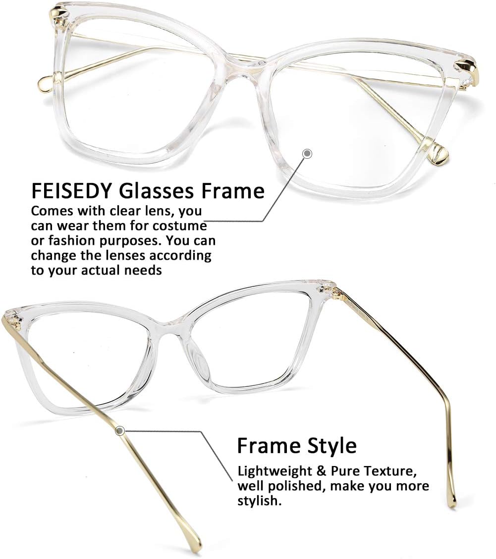 ÉÌƷͼƬ 12 | B07KK3P4KT | FEISEDY Oversized Cat Eye Glasses Frame with Clear Lenses Eyewear for Women B2460