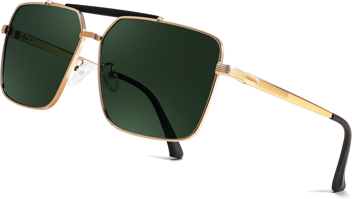 ÉÌƷͼƬ 2 | B0CP21BC1C | FEISEDY Trendy Polarized Aviator Sunglasses Womens Mens Retro Square Double Bridge Metal 90s Shades B0098