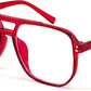 Transparent Red Frame / 54 Millimeters | B0BX67C38C | FEISEDY Blue Light Glasses for Women Men Oversized Pilot Lightweight B2866