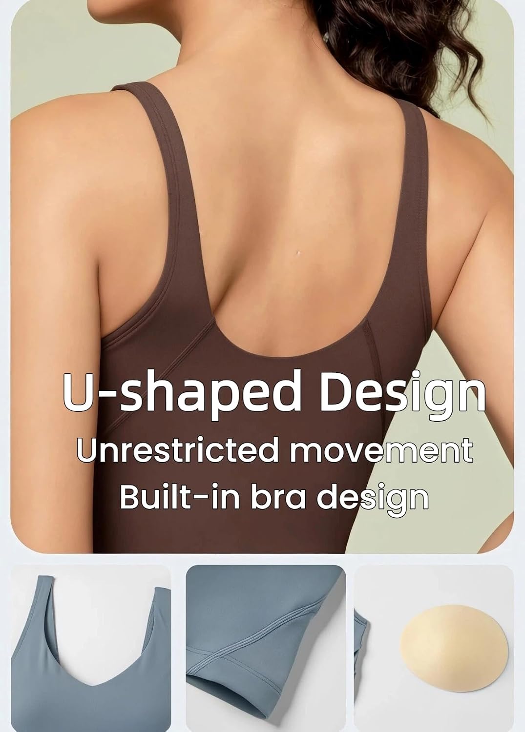 商品图片 14 | B0GG444PH9 | Womens' Sports Bra Workout Tops, Yoga Bra Tank Tops with Built in Bras with U-Back for Gym, Yoga, Cycling, Streetwear