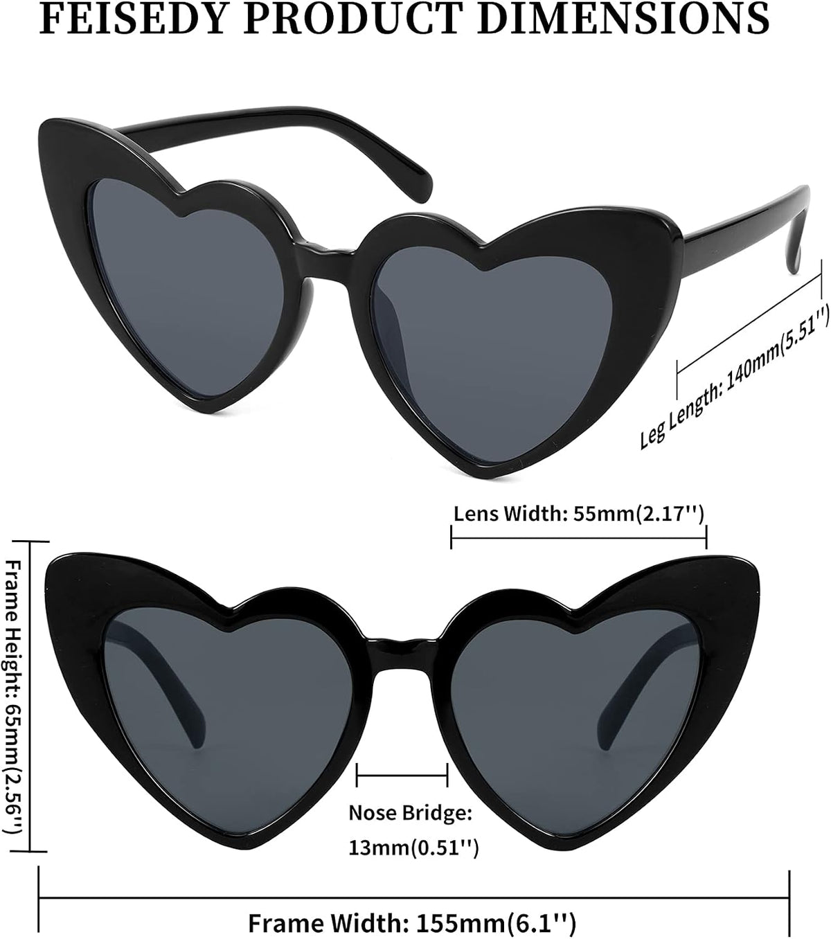 ÉÌƷͼƬ 24 | B08K4J65LX | FEISEDY Vintage Heart Shaped Sunglasses Women Stylish Love Eyeglasses B2421-P1