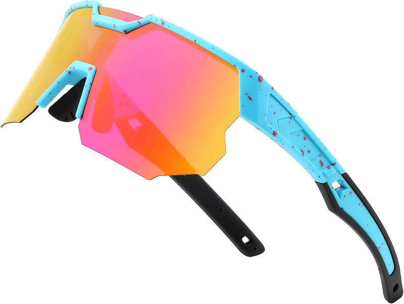 Blue Frame Purple Mirrored Lens / Large | B0DPX8G9RG | FEISEDY Polarized Sports Sunglasses for Men and Women,UV400 Baseball Sunglasses Youth Cycling Softball Goggles B0206