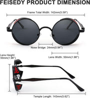 ÉÌƷͼƬ 43 | B0CHLX78KB | FEISEDY Retro Steampunk Sunglasses for Men Women, Round Metal Frame Gothic Vintage Style B2820