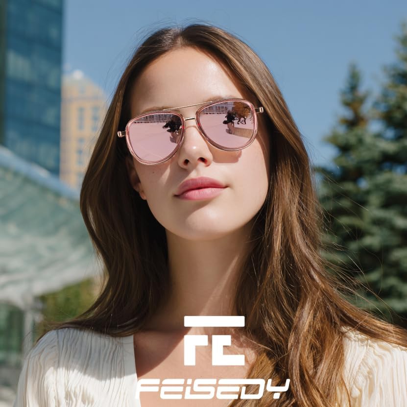 商品图片 27 | B0FPQ6L6K1 | FEISEDY Retro Polarized Aviator Sunglasses for Women Men B0259
