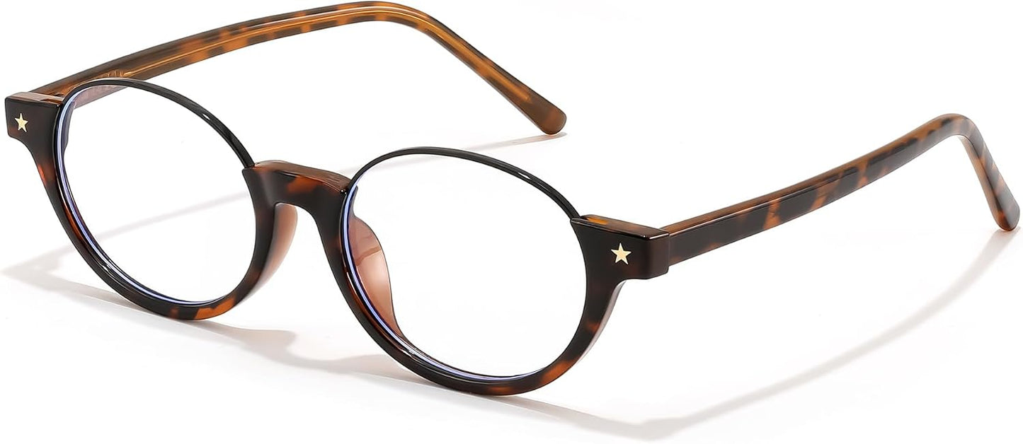 Tortoise / 52 Millimeters | B0GS98RPNR | FEISEDY Trendy Oval Blue Light Glasses for Women Fake Nerd Eyewear Frame Anti Glare B1380