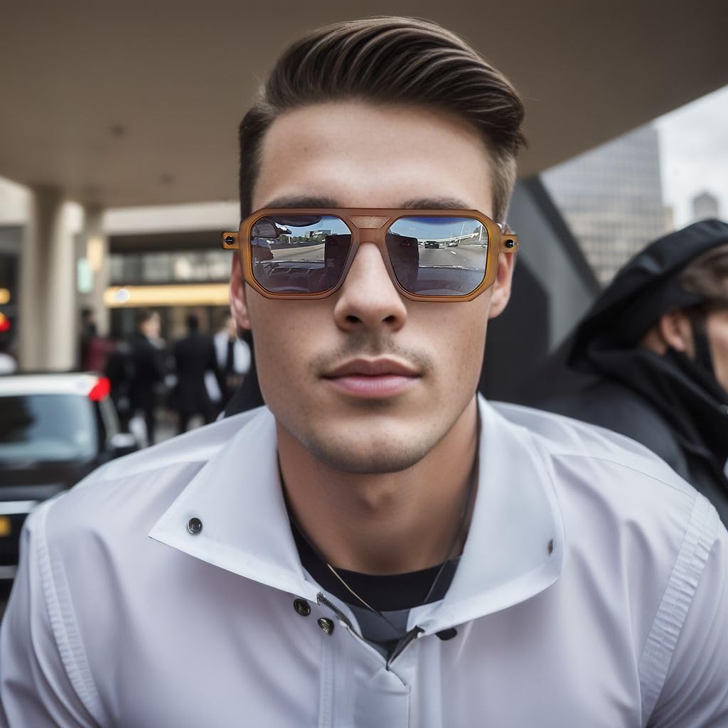 商品图片 156 | B09YTJ4FQZ | FEISEDY Vintage Square 70s Flat Aviator Sunglasses Women Men Classic Retro Stylish Frame UV400 Sunglasses B2622