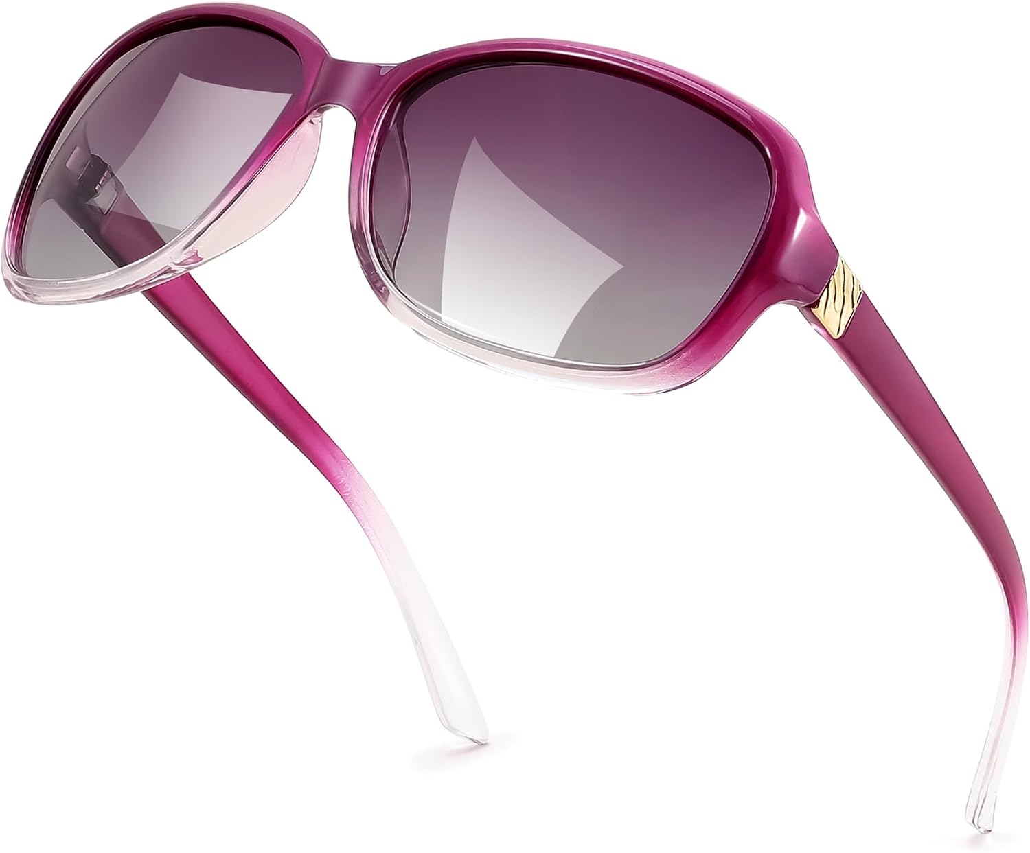 Gradual Purple Frame & Gradual Purple Lens / 58 Millimeters | B0H6P4VK7S | FEISEDY Polarized Sunglasses for Women Classic Vintage UV400 Shade | Trendy Square Wraparound Ladies Sun Glasses B0309