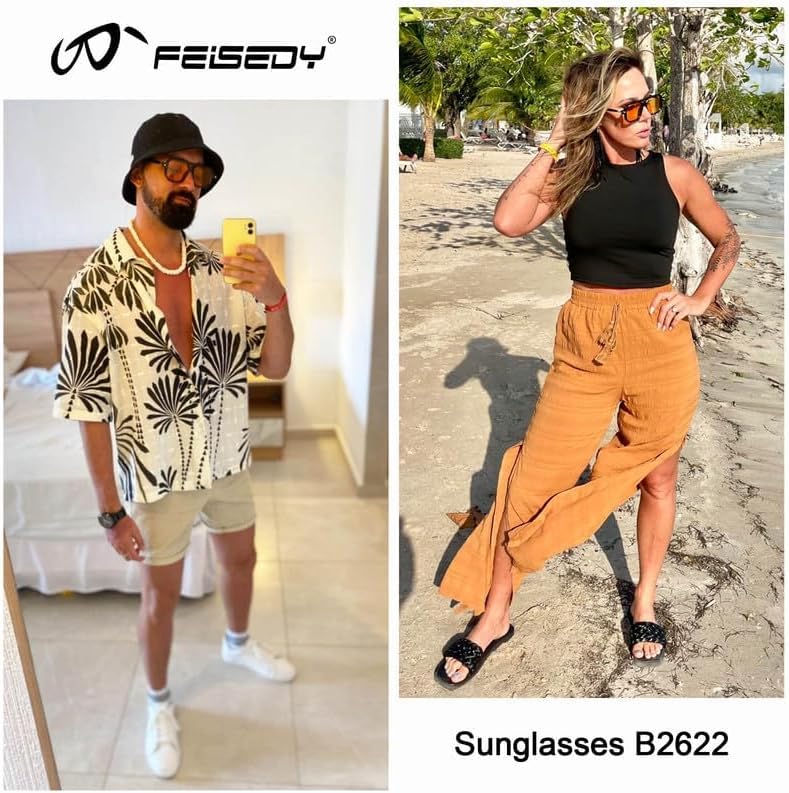 商品图片 164 | B09YTJ4FQZ | FEISEDY Vintage Square 70s Flat Aviator Sunglasses Women Men Classic Retro Stylish Frame UV400 Sunglasses B2622