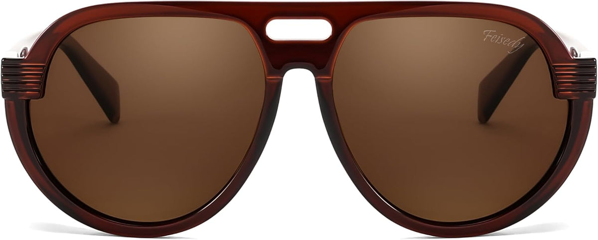 ÉÌƷͼƬ 29 | B0CT8R8S1H | FEISEDY Steampunk with Side Shields Aviator Sunglasses for Men Women 80s Retro Flat Top Oversized Polarized Shades B0096