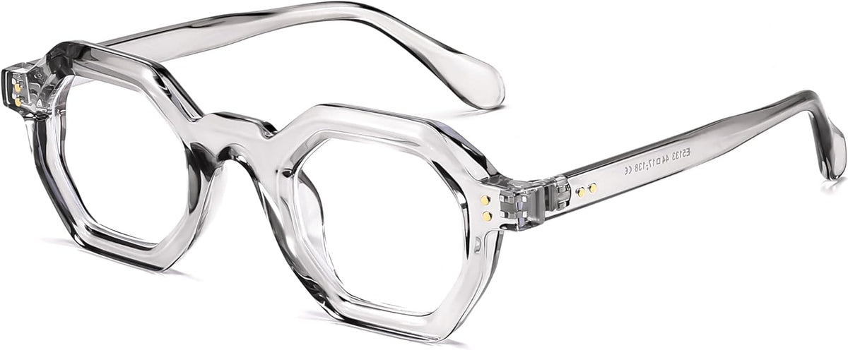 Grey / 44 Millimeters | B0CSSRYVB2 | FEISEDY Retro Octagon Blue Light Glasses for Women Men Vintage Polygon Anti Glare Eyeglasses B0102
