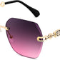 009 Purple | B0FWRNVXBW | FEISEDY Classic Rimless Sunglasses Women Metal Frame Diamond Cutting Lens Sun Glasses B2567