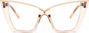 Champagne / 50 Millimeters | B0G378ZN8F | FEISEDY Fashion Cat Eye Blue Light Blocking Glasses for Women Fake Retro Eyeglasses Oversized Stylish Eyewear Frame B0240