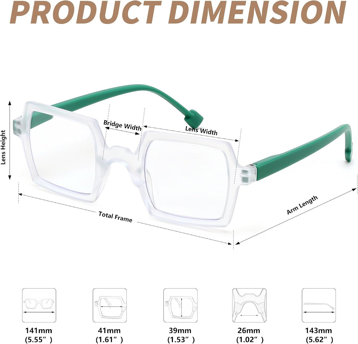 商品图片 20 | B0DNDMV881 | FEISEDY Fashion Blue Light Reading Glasses for Women Square Retro Anti- Glare Digital Eyestrain Readers B0261
