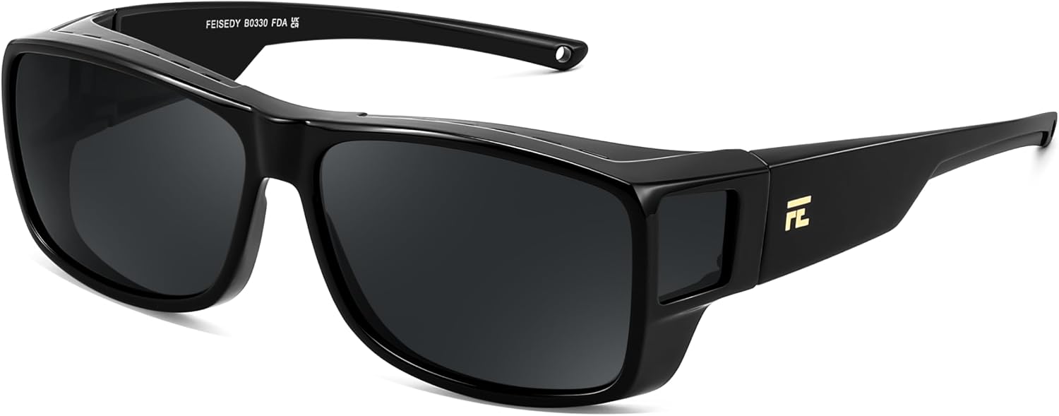Black / 63 Millimeters | B0GR3SMSQ6 | FEISEDY Polarized Fit Over Glasses Sunglasses Driving Outdoors B0330
