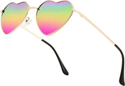 007 Gold Frame/Rainbow Lens / 54 Millimeters | B0BP6HX1R6 | FEISEDY Polarized Heart Sunglasses Women Men Metal Frame Cute Lovely Glasses UV400 Protection B2375