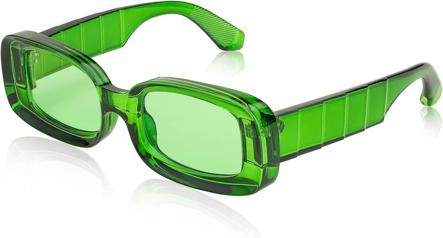 Green / 68 Millimeters | B0B12FXZW5 | FEISEDY Rectangle Sunglasses for Women Men Retro Y2k 90s Thick Frame Chunky Square Sunglasses UV400 Protection B2307