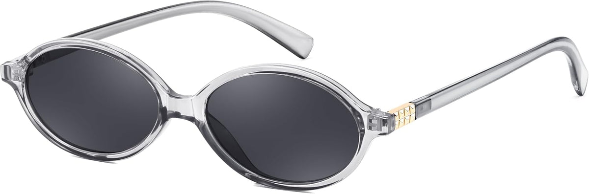 102 Transparent Grey / 47 Millimeters | B0DW8Z4DKZ | FEISEDY Retro Oval Sunglasses for Women 90s Narrow Round Lightweight Shades Y2k Trendy Sunnies B1171