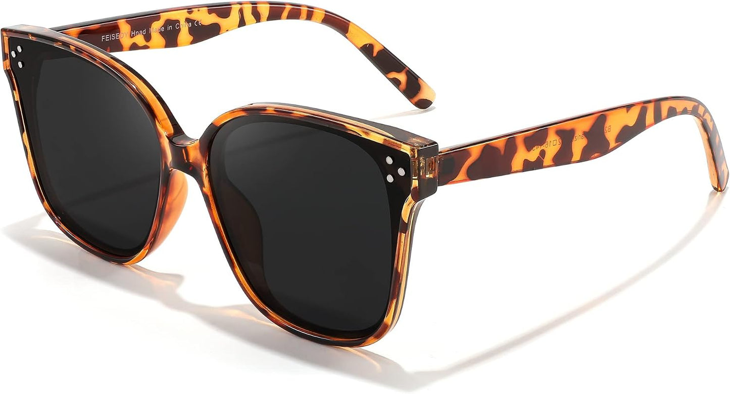 商品图片 67 | B0871BKMTN | FEISEDY Oversized Polarized Sunglasses - UV400 Protection, Square Fashion Sun Glasses for Outdoor & Daily B2600