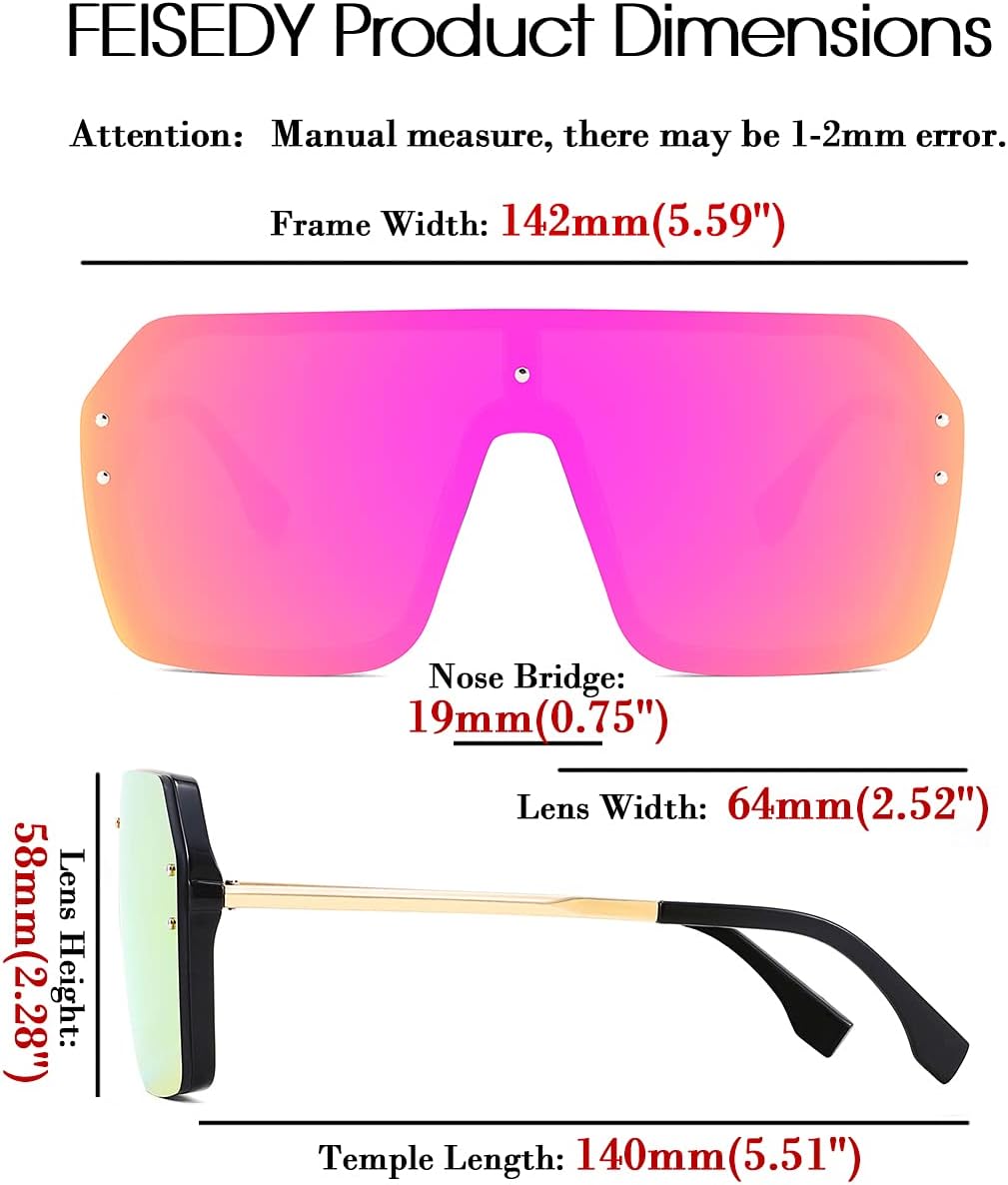 ÉÌƷͼƬ 31 | B0854JYPB2 | FEISEDY Classic Siamese One Piece Sunglasses Nice Rimless Stylish Retro Design for Women Men B2574