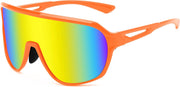 Orange Frame Yellow Mirrored Lens / Large | B0D5D1Z1Q7 | FEISEDY Sports Sunglasses for Men and Women,Oversized One Piece Reflective Lens Cycling Sunglasses B0178