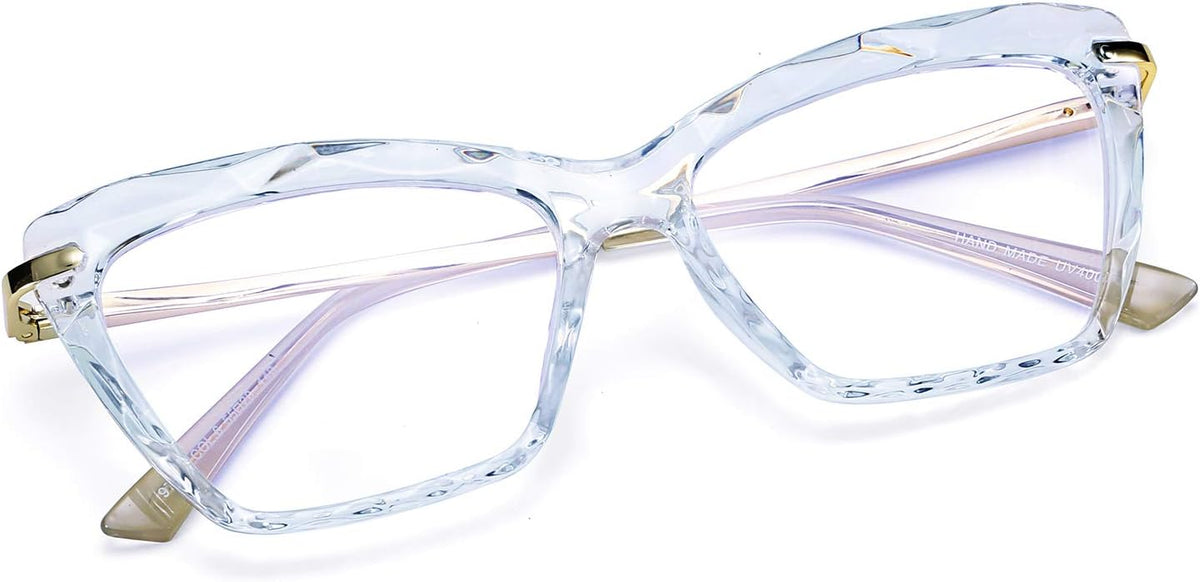 Blue Crystal / 55 Millimeters | B07SBKYBL2 | FEISEDY Crystal Cat Eye Glasses Frame Blue Light Blocking Computer Eyewear B2500