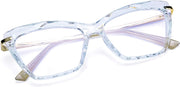Blue Crystal / 55 Millimeters | B07SBKYBL2 | FEISEDY Crystal Cat Eye Glasses Frame Blue Light Blocking Computer Eyewear B2500