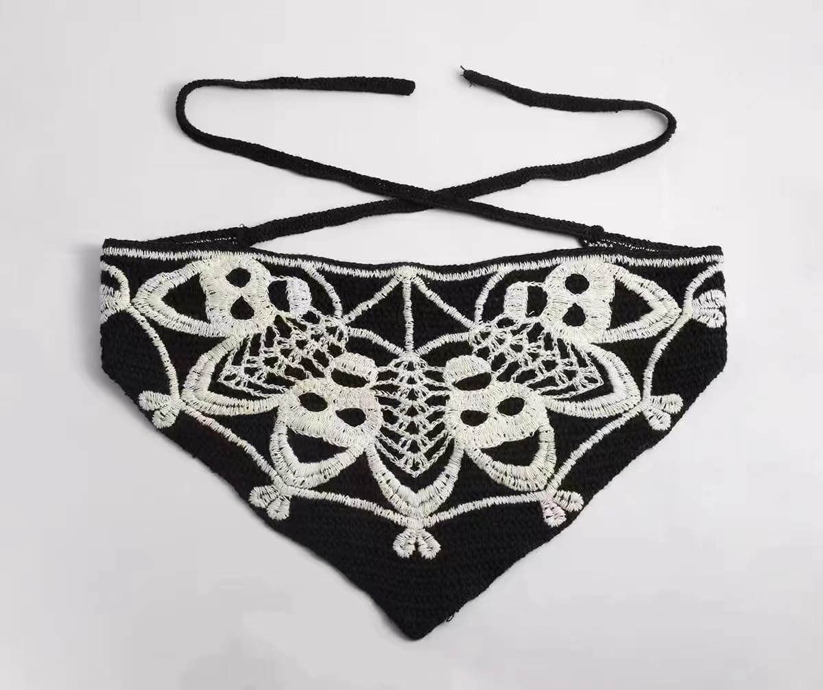 商品图片 5 | B0FP53XVZ4 | Retro Skull Headband – Halloween Hair Accessories Black Gothic Hair Band with Spiderweb & Skull Design, Soft Stretchy