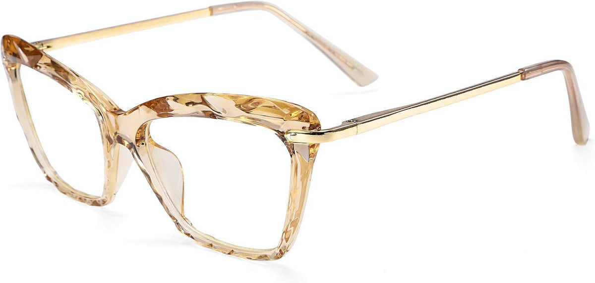Champagne / 55 Millimeters | B07SBMJJMW | FEISEDY Crystal Cat Eye Glasses Frame Blue Light Blocking Computer Eyewear B2500