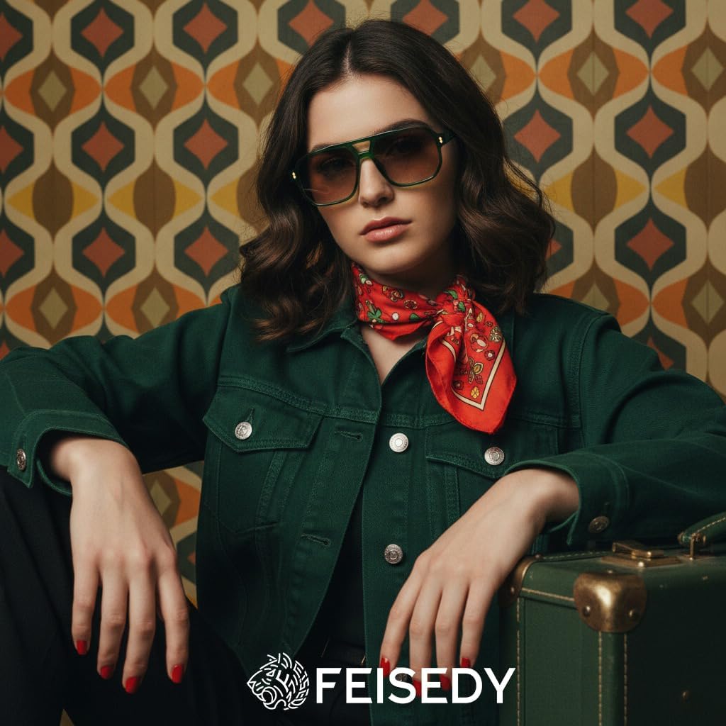ÉÌƷͼƬ 32 | B0H79Y4V6B | FEISEDY Retro Aviator Square Polarized Sunglasses Women Men Trendy B0444