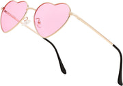 003 Gold Frame/Pink Lens / 54 Millimeters | B0BP6BG1Y8 | FEISEDY Polarized Heart Sunglasses Women Men Metal Frame Cute Lovely Glasses UV400 Protection B2375