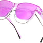 Transparent Purple Frame & Purple Mirror Lens / 63 Millimeters | B0GQGVC4XM | FEISEDY Fit Over Glasses Polarized Sunglasses Oversized Square UV400 B0250