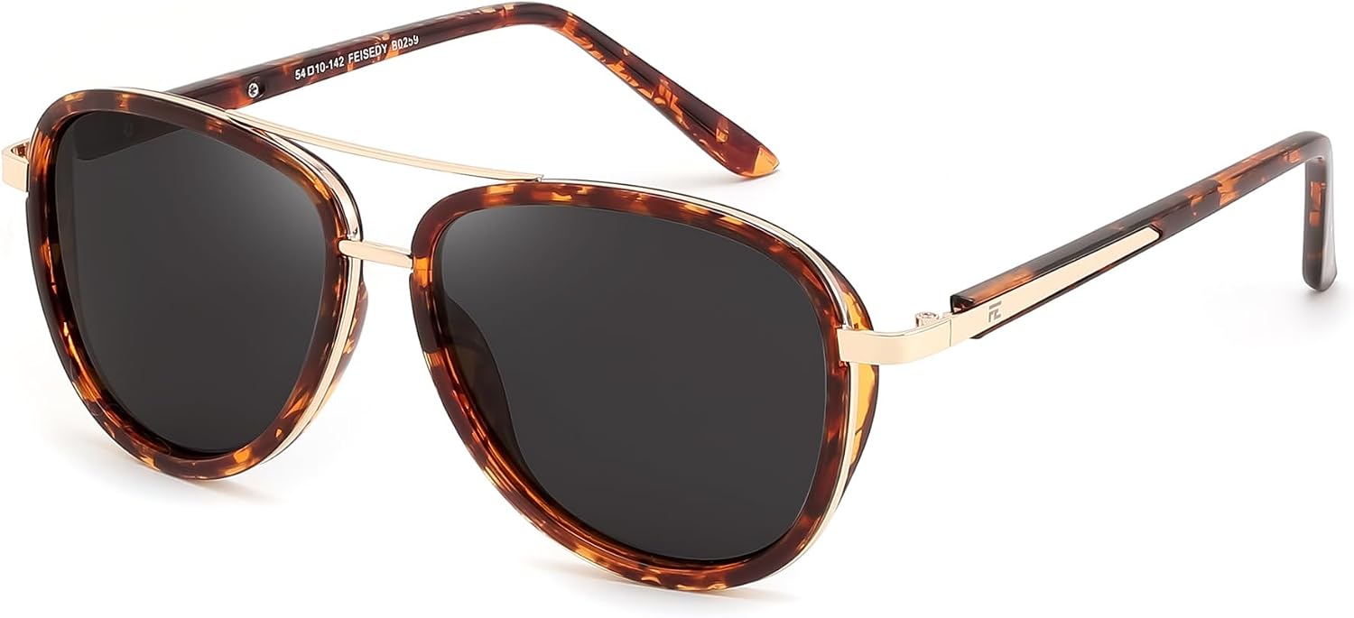 商品图片 13 | B0FPQ6L6K1 | FEISEDY Retro Polarized Aviator Sunglasses for Women Men B0259