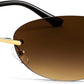 004 Gold Frame | Gradient Tea Lens / 62 Millimeters | B0BZPCB5PF | FEISEDY Trendy Rimless Oval Sunglasses for Women Men Retro 90s Eyewear Frame Y2K Glasses B2393