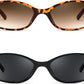 2 Pack Black+tortoise / 54 Millimeters | B0DMN3Z3KH | FEISEDY Retro Oval Cat Eye Sunglasses for Women 90s Narrow Lightweight Shades Y2k Trendy Sunnies B0257