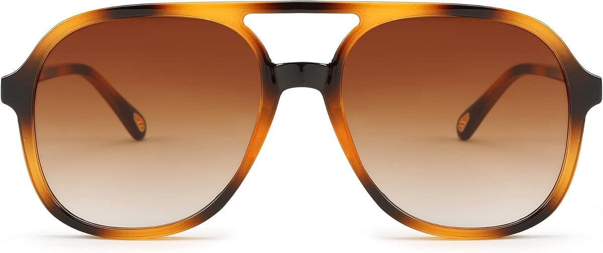 006 Leopard - Gradient Tea / 56 Millimeters | B0C27SJS8C | FEISEDY Retro Aviator Sunglasses Women Men Classic Square Shades Trendy Sun Glasses UV400 Protection B2394