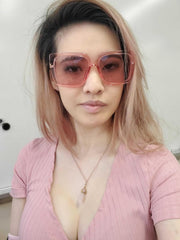 ÉÌƷͼƬ 44 | B08HVPGJW5 | FEISEDY Sunglasses Womens Trendy, Oversized Square Shades, Pearl Inlay Cat Eye Frame UV400 Protection B2625