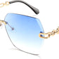 003 Blue | B083W5N92L | FEISEDY Classic Rimless Sunglasses Women Metal Frame Diamond Cutting Lens Sun Glasses B2567