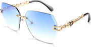 003 Blue | B083W5N92L | FEISEDY Classic Rimless Sunglasses Women Metal Frame Diamond Cutting Lens Sun Glasses B2567