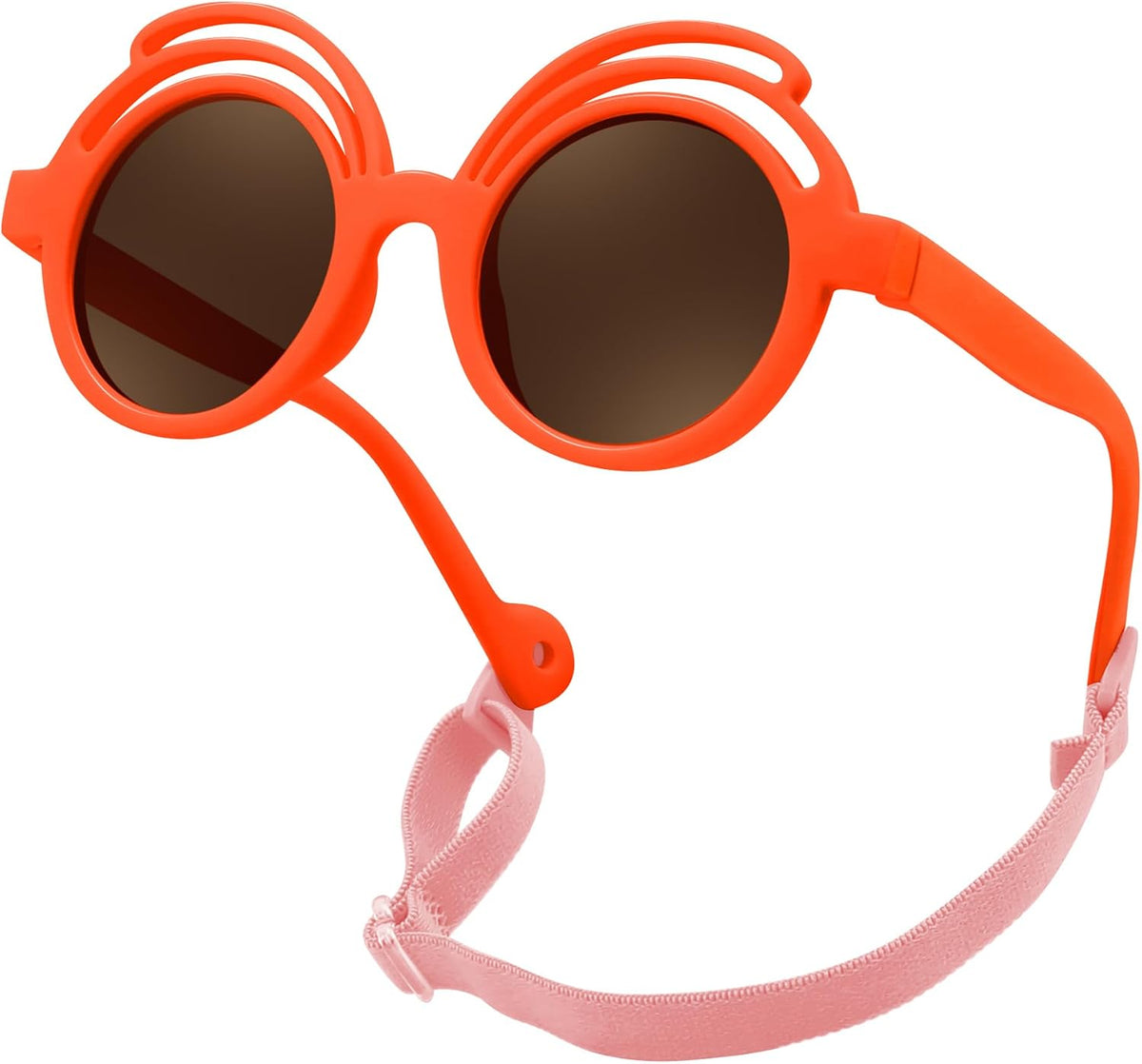 Orange Frame | Tea Lens / 39 Millimeters | B0CQCHFNGM | FEISEDY Baby Polarized Round Sunglasses Flexible Rubber Shades with Strap for Infant Toddler Newborn Age 0-24 Months B0060