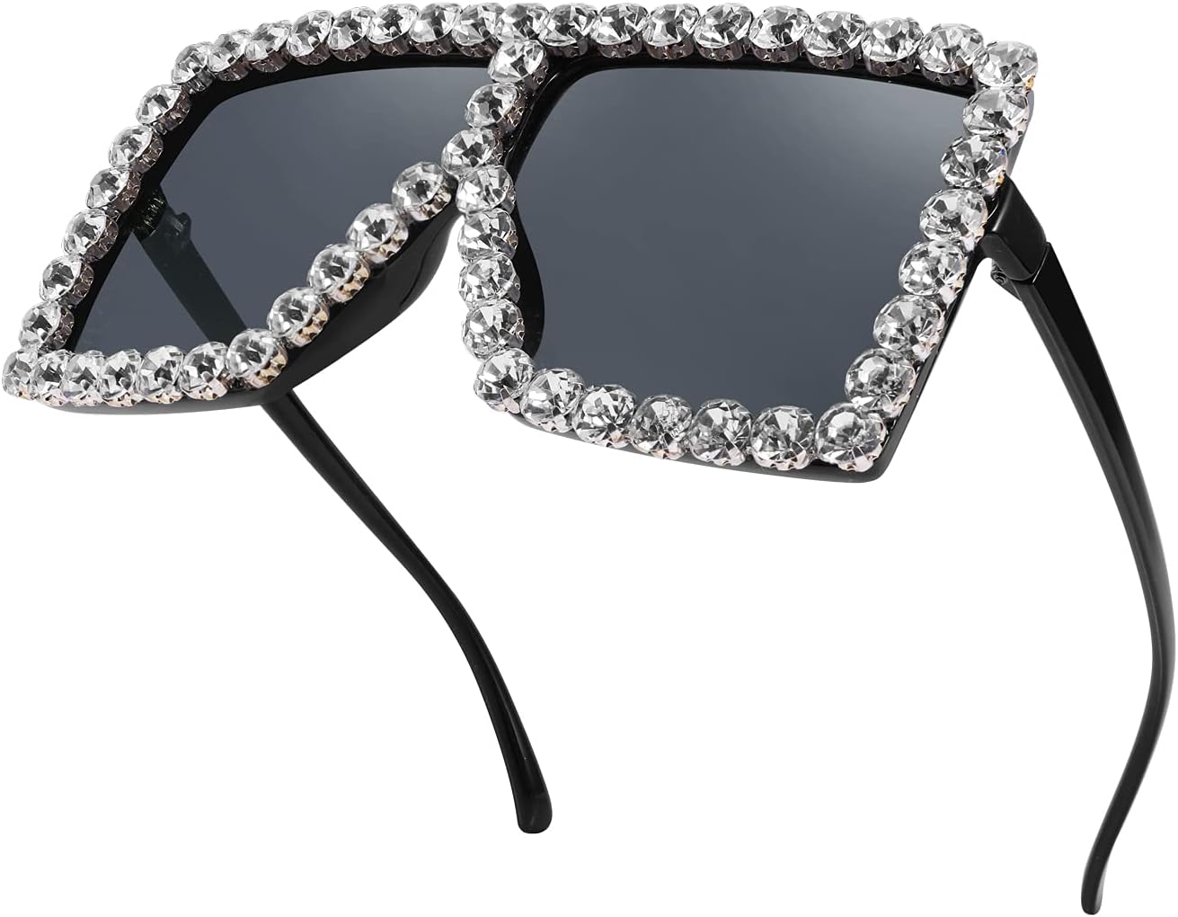 商品图片 12 | B096YZPRF2 | FEISEDY Oversized Sparkling Crystal Sunglasses Disco Diamond Flat Top Fashion Square Large Shades B2782