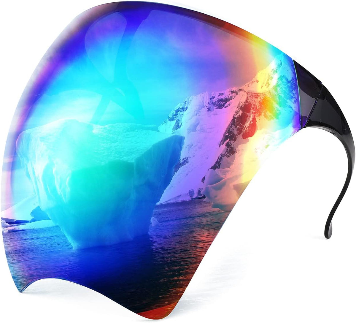 001 Black Green Rainbow Mirror / 160 Millimeters | B097Y41PHW | FEISEDY Full Face Shield Sunglasses – Anti-Fog UV400 Mirror Visor