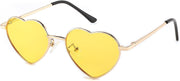 005 Gold Frame/Yellow Lens/Gold Temples / 47 Millimeters | B0CGZL7VB3 | FEISEDY Polarized Heart Sunglasses for Women Men, UV400 Protection B2851