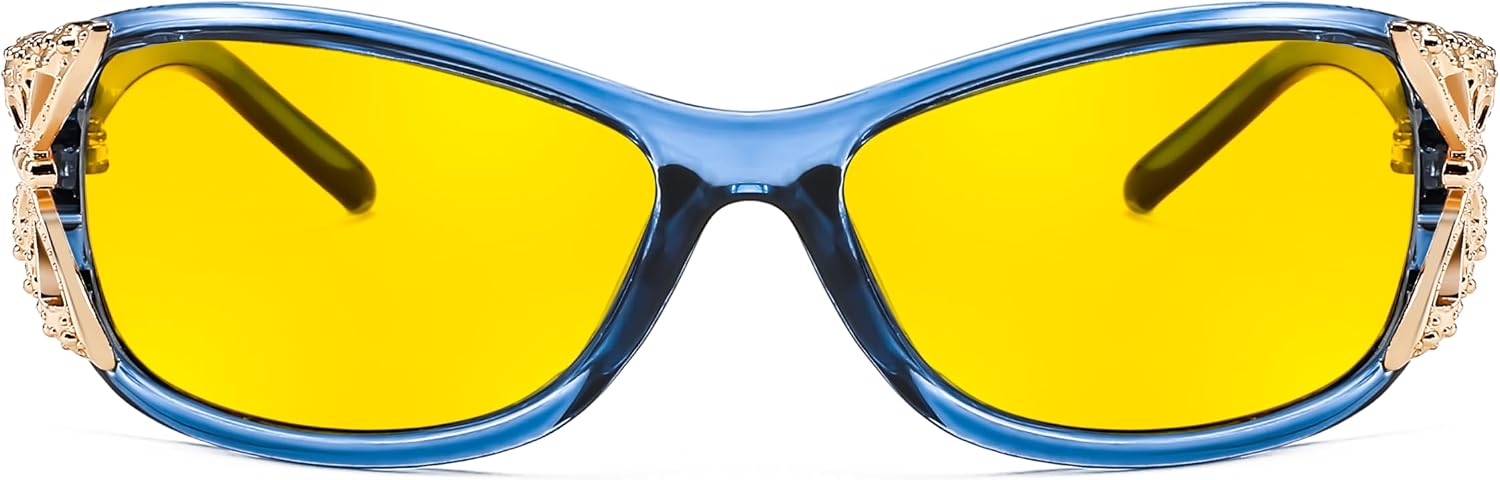 商品图片 33 | B081YY5RM3 | FEISEDY Classic Womens Night Glasses Driving Anti Glare Wrap Around Yellow Sunglasses B2548