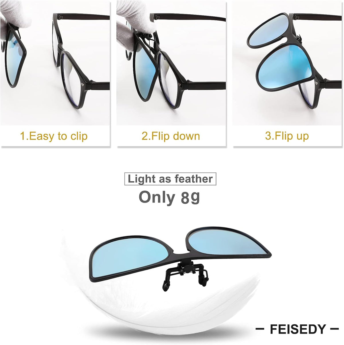 ÉÌƷͼƬ 4 | B093SYK6Y9 | FEISEDY Cat Eye Polarized Clip-On Sunglasses Men Women over Glasses Driving Outdoor B2764