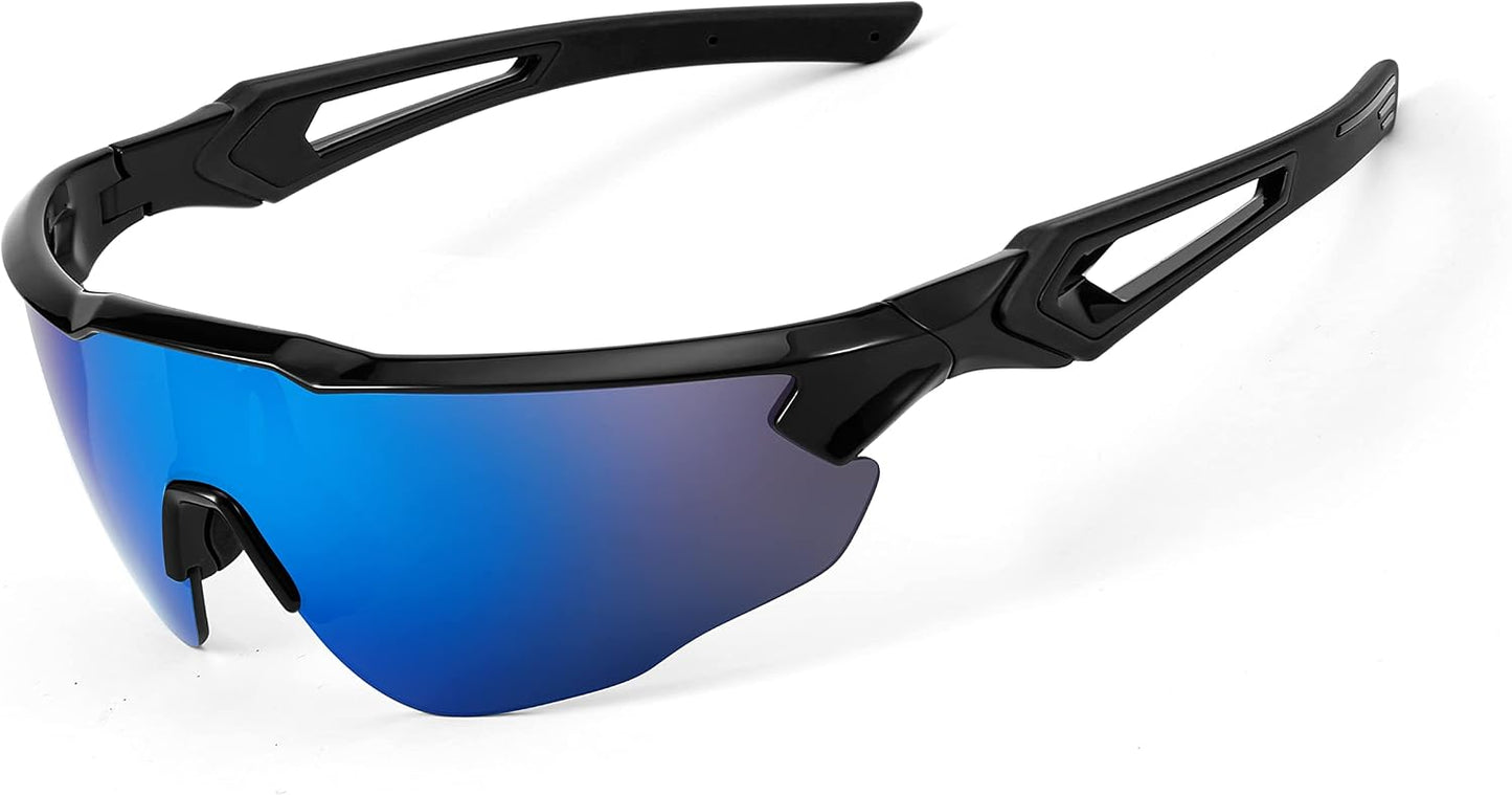 商品图片 22 | B0B2WDLNDM | FEISEDY Sports Sunglasses, with 5 Lenses for Men Women, TR90 Lightweight, Baseball Cycling Motorcycle Running Golf B2940